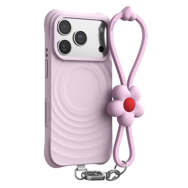 Mobilskal Blommor till iPhone 18 Pro Max MagSafe med rem Rosa