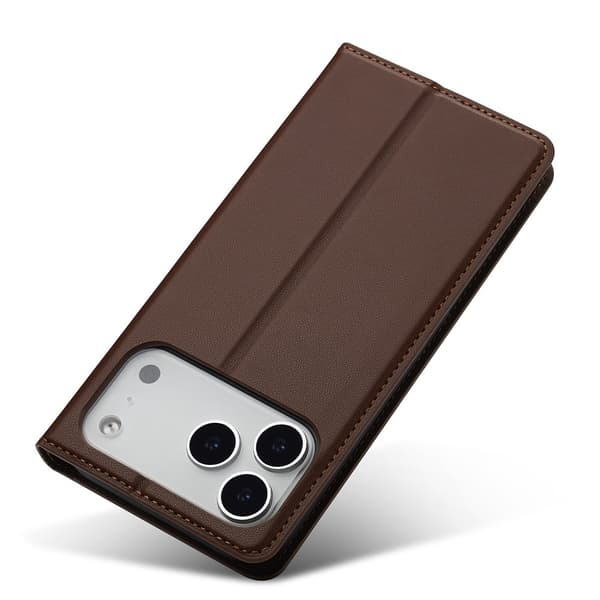 LC.IMEEKE Plånboksfodral till iPhone 18 Pro med kortfack och ställ Brun