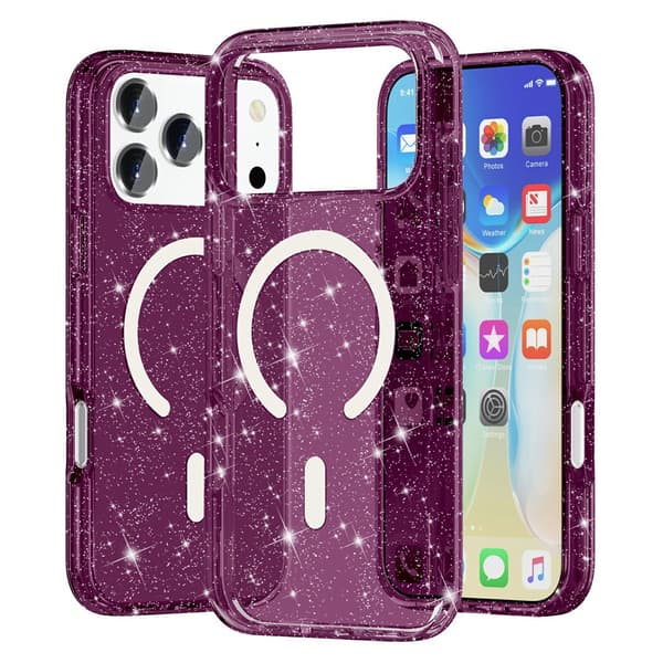 Mobilskal Glitter till iPhone 18 Pro Max MagSafe Röd