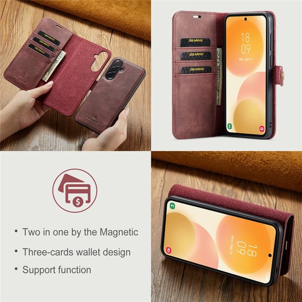 DG.MING 2-i-1 Magnetiskt Plånboksfodral Samsung Galaxy A57 Röd