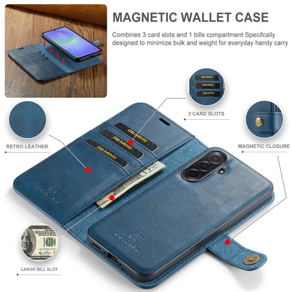 DG.MING 2-i-1 Magnetiskt Plånboksfodral Samsung Galaxy A37 Blå