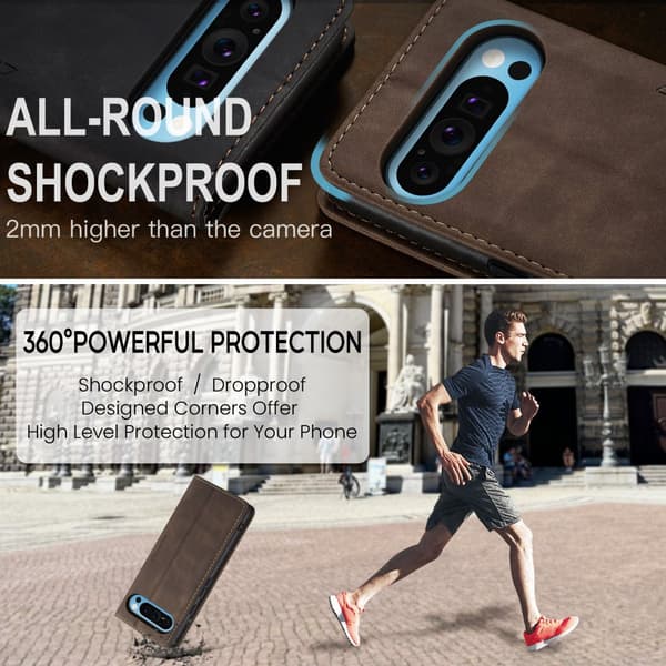 CaseMe Slim Plånboksfodral Google Pixel 10 Pro XL Brun