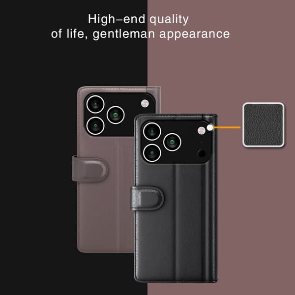 Äkta Läderfodral iPhone 17 Pro Svart