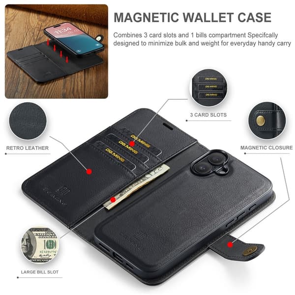 DG.MING 2-in-1 Magnet Wallet iPhone 17 Black