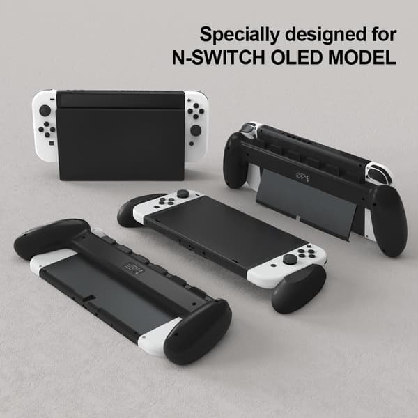 Nintendo Switch OLED Skal Med Ergonomiskt Grepp & Kortfack Svart
