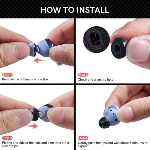 Ahastyle Galaxy Buds 2 Pro Ear Tips (3-pack) Memory Foam Svart