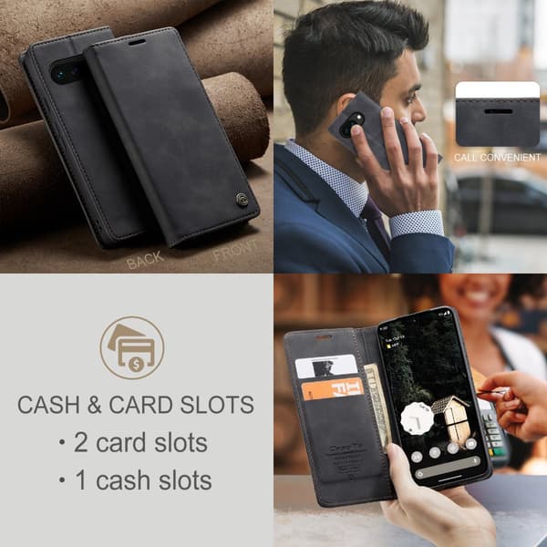 CaseMe Slim Plånboksfodral Google Pixel 10a Svart
