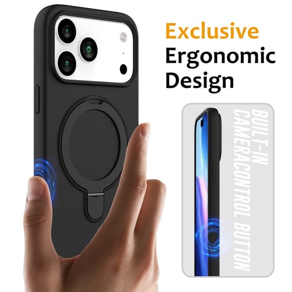 Silikonskal Kickstand MagSafe iPhone 17 Pro Svart