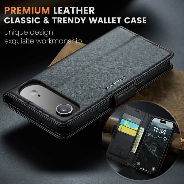 CaseMe Slim Plånboksfodral RFID-skydd iPhone Air Svart