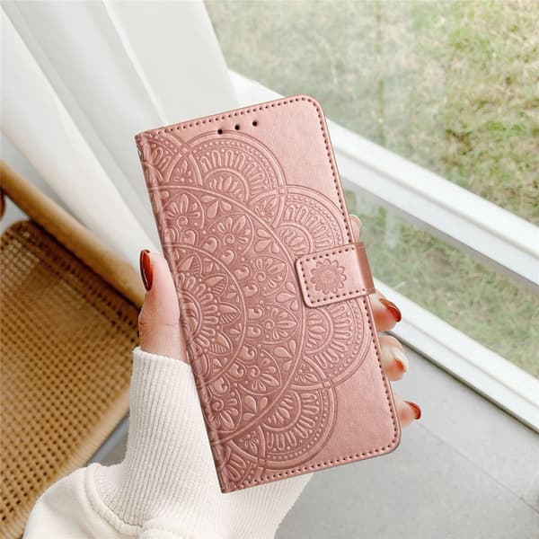 Plånboksfodral Mandala till iPhone 18 Pro med ställ Roséguld
