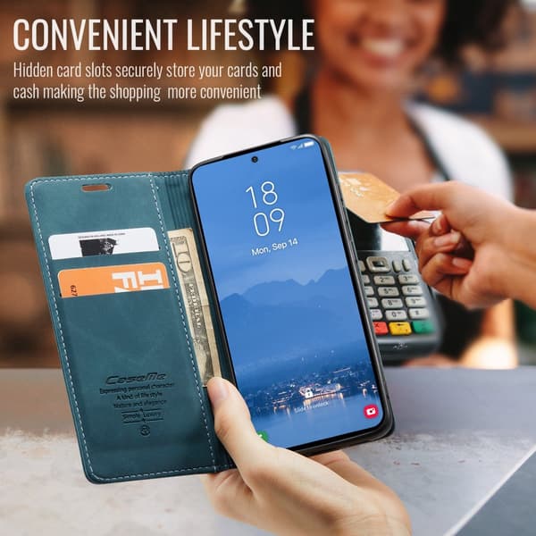 CaseMe Slim Plånboksfodral Samsung Galaxy S25 FE Blå