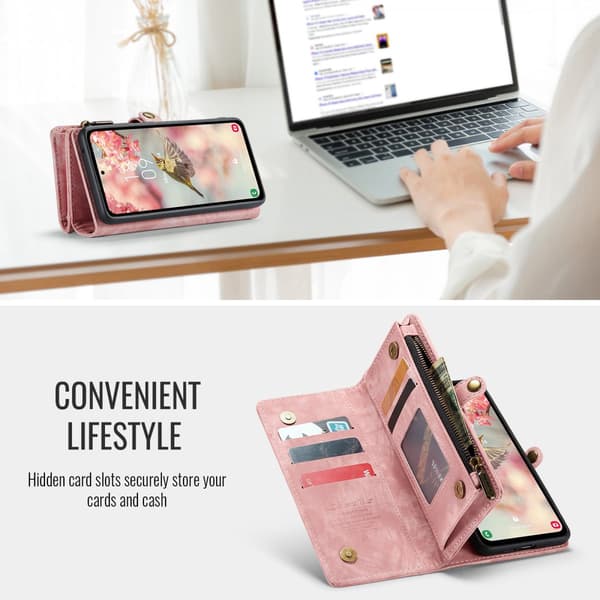 CaseMe Multi-Slot 2 i 1 Plånboksfodral Galaxy S26 Rosa