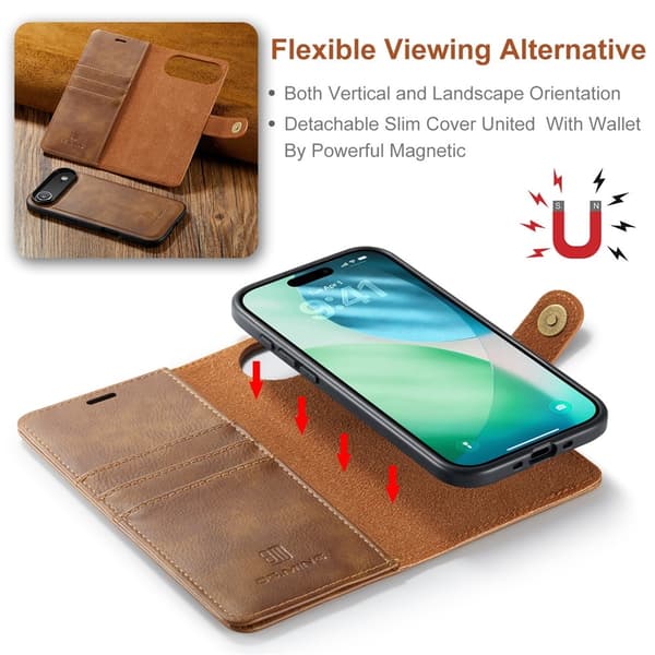DG.MING 2-in-1 Magnet Wallet iPhone Air Cognac