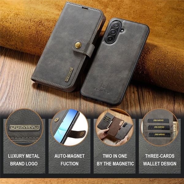 DG.MING 2-in-1 Magnet Wallet Samsung Galaxy A17 Brown