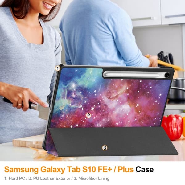 Samsung Galaxy Tab S10 FE Plus Fodral Tri-fold Stjärnhimmel