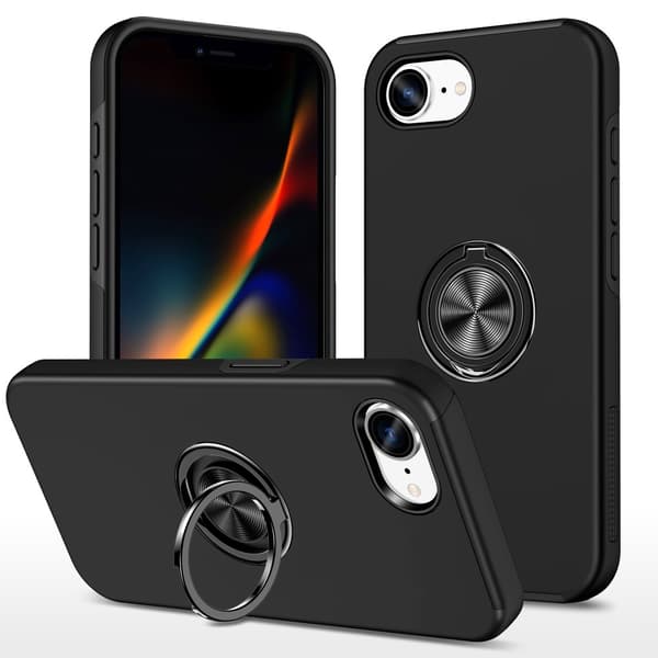 iPhone 16e Skal Med Magnetisk Ringhållare Svart