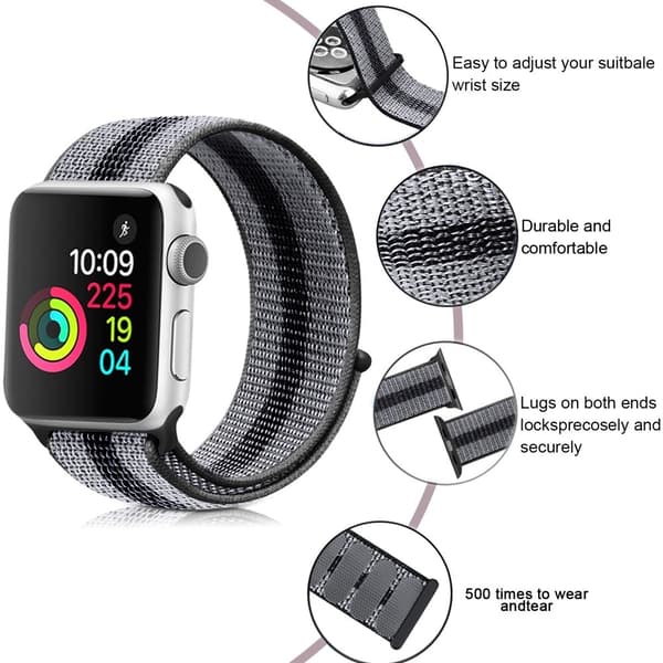 Nylonarmband Apple Watch 38/40/41 mm Grå/Svart
