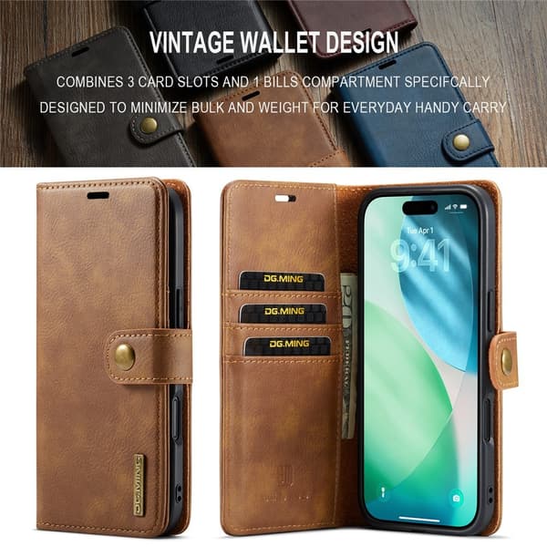 DG.MING 2-in-1 Magnet Wallet iPhone Air Cognac