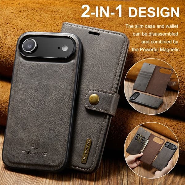 DG.MING 2-in-1 Magnet Wallet iPhone Air Brown