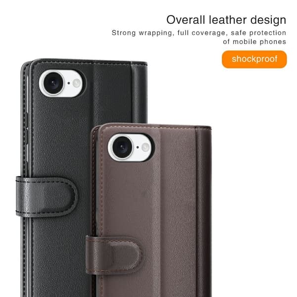Äkta Läderfodral iPhone 16e Brun