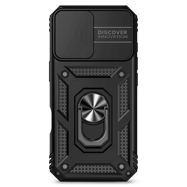 Hybridskal iPhone 17 Ring + Kameraskydd Svart