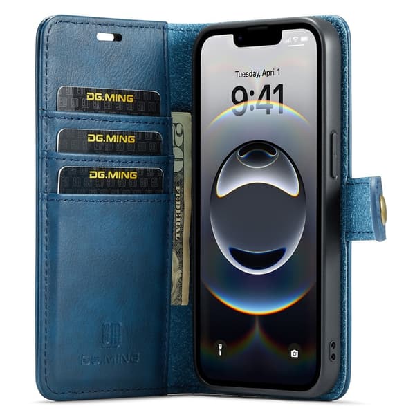 DG.MING 2-in-1 Magnet Wallet iPhone 16e Blue