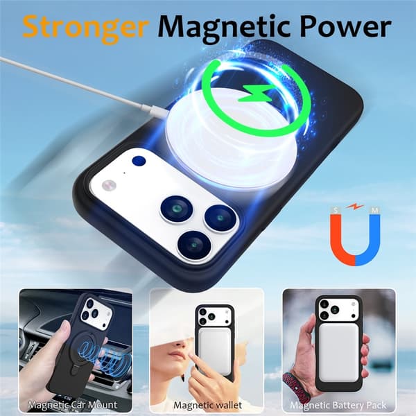 Silikonskal Kickstand MagSafe iPhone 17 Pro Max Svart