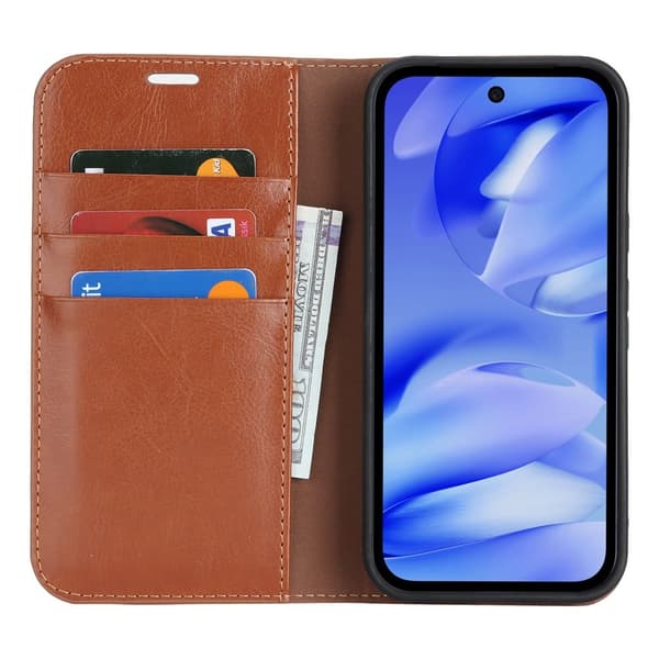 Mobilfodral Google Pixel 10a Äkta Läder Brun