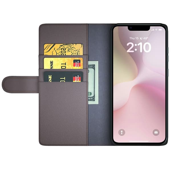 Äkta Läderfodral iPhone 16e Brun