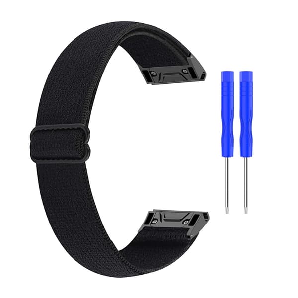 Elastiskt Nylonarmband Garmin Fenix 6S Pro Svart