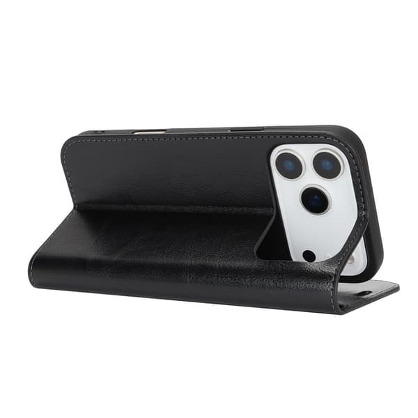 Mobilfodral iPhone 17 Pro Max Äkta Läder Svart