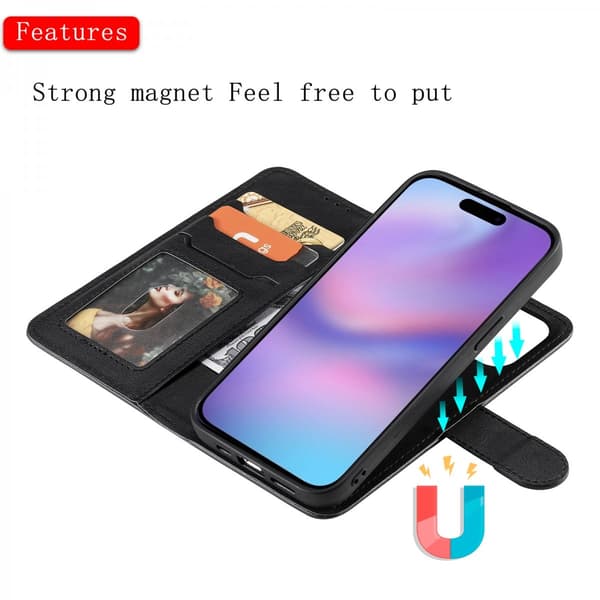 Läder Magnetfodral iPhone 17 Svart