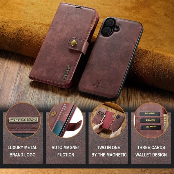 DG.MING 2-in-1 Magnet Wallet iPhone 17 Red
