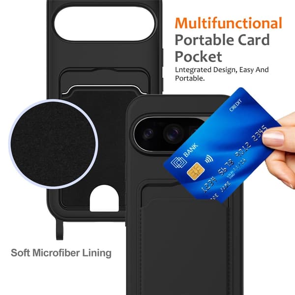 Skal Google Pixel 10 Pro Halsband & Kortfack Svart