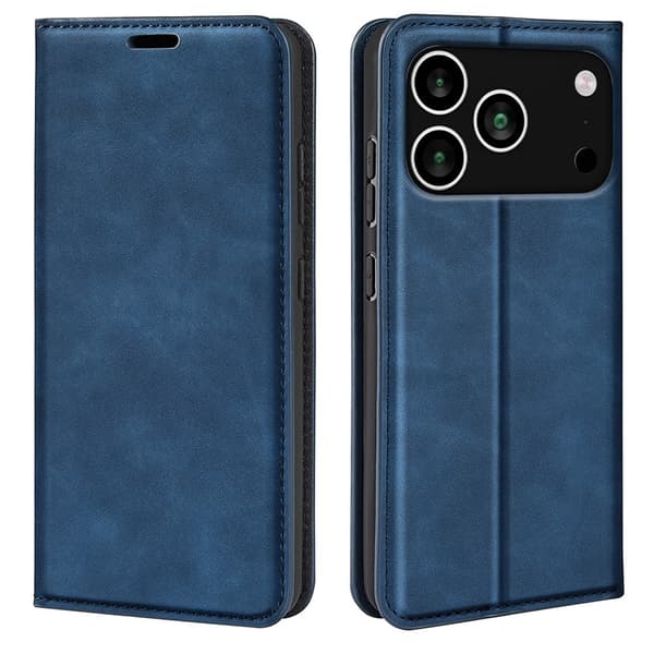 Plånboksfodral Skin-touch till iPhone 18 Pro Max med kortfack Blå