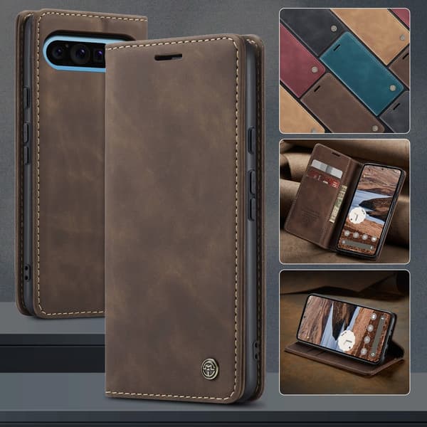CaseMe Slim Plånboksfodral Google Pixel 10 Pro XL Brun