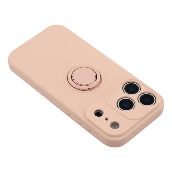 Silikonskal till iPhone 18 Pro Max med ringhållare och rem Rosa