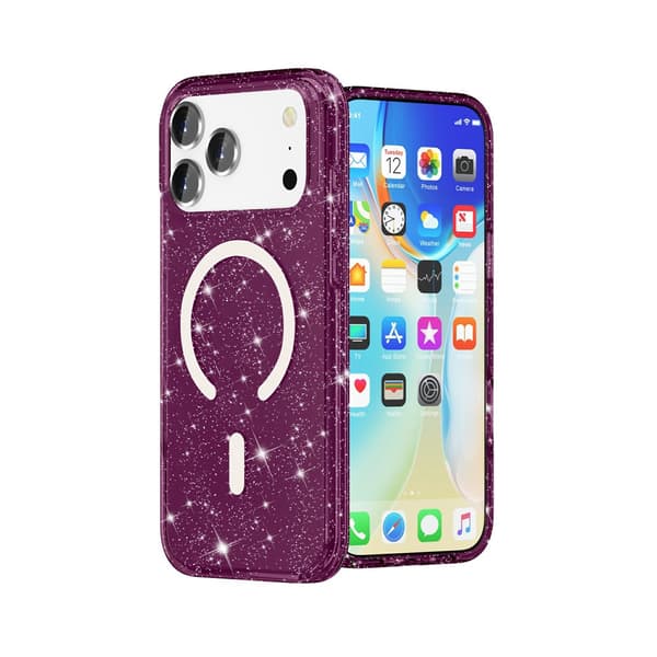 Mobilskal Glitter till iPhone 18 Pro Max MagSafe Röd