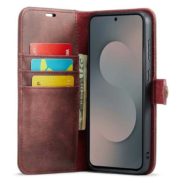 DG.MING 2-in-1 Magnet Wallet Samsung Galaxy S25 FE Red