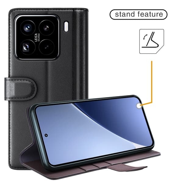 Äkta Läderfodral Xiaomi 15 Pro Svart