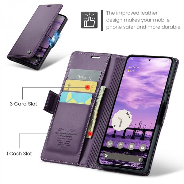 CaseMe Slim Plånboksfodral RFID-skydd Google Pixel 10 Pro Lila
