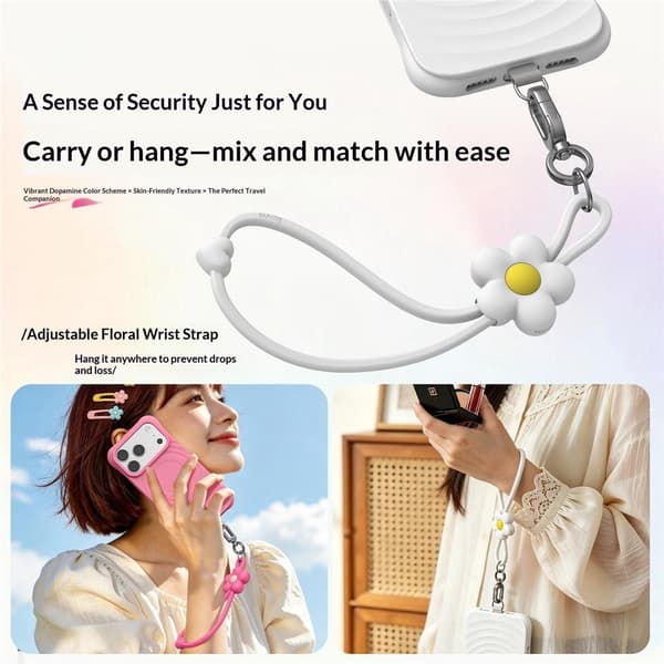 Mobilskal Blommor till iPhone 18 Pro MagSafe med rem Lila