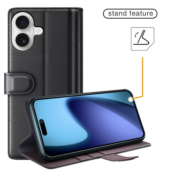 Äkta Läderfodral iPhone 17 Svart