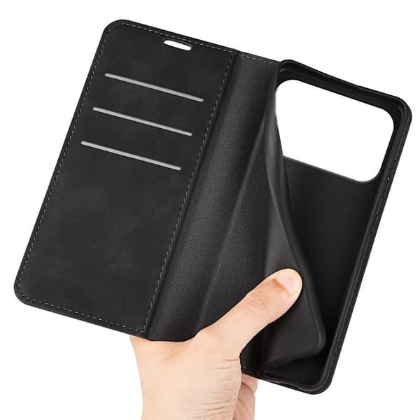 Plånboksfodral Skin-touch till iPhone 18 Pro Max med kortfack Svart