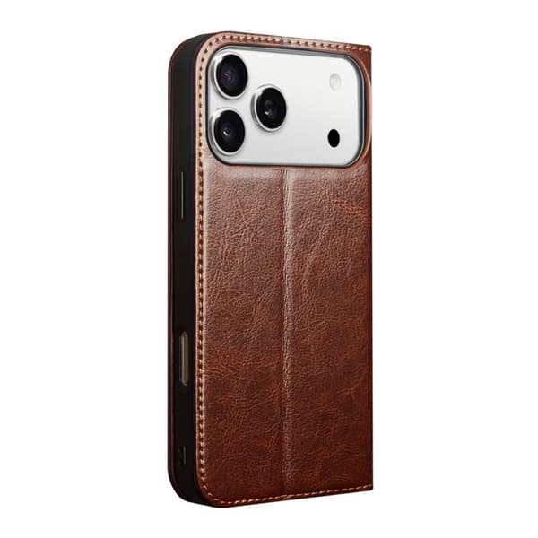 Qialino Leather Wallet Case iPhone 17 Pro Max Brown