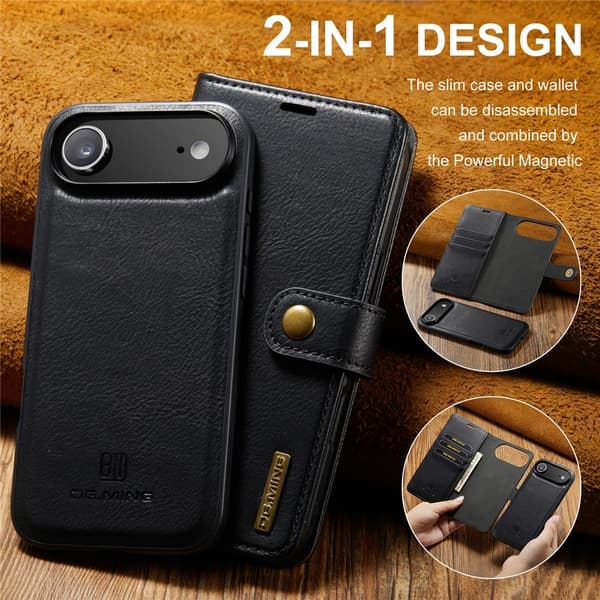 DG.MING 2-in-1 Magnet Wallet iPhone Air Black