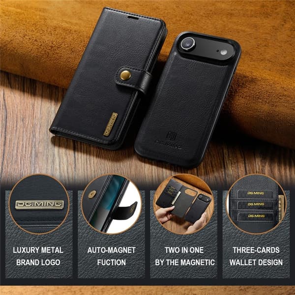 DG.MING 2-in-1 Magnet Wallet iPhone Air Black