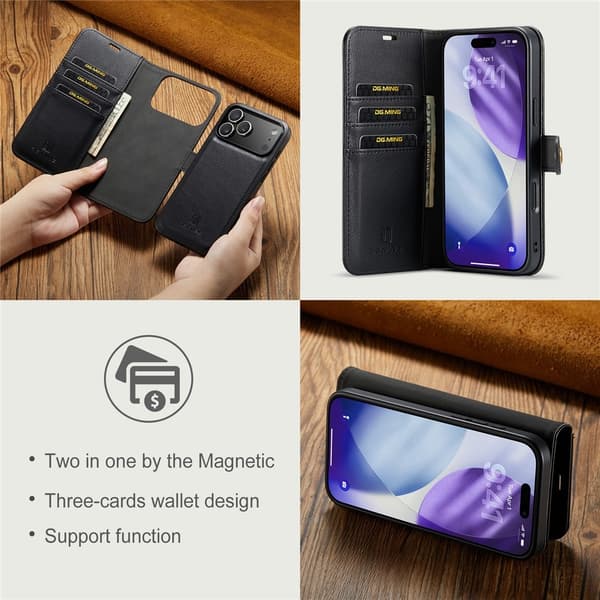 DG.MING 2-in-1 Magnet Wallet iPhone 17 Pro Max Black
