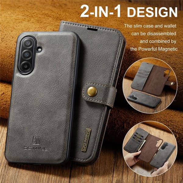 DG.MING 2-in-1 Magnet Wallet Samsung Galaxy A17 Brown