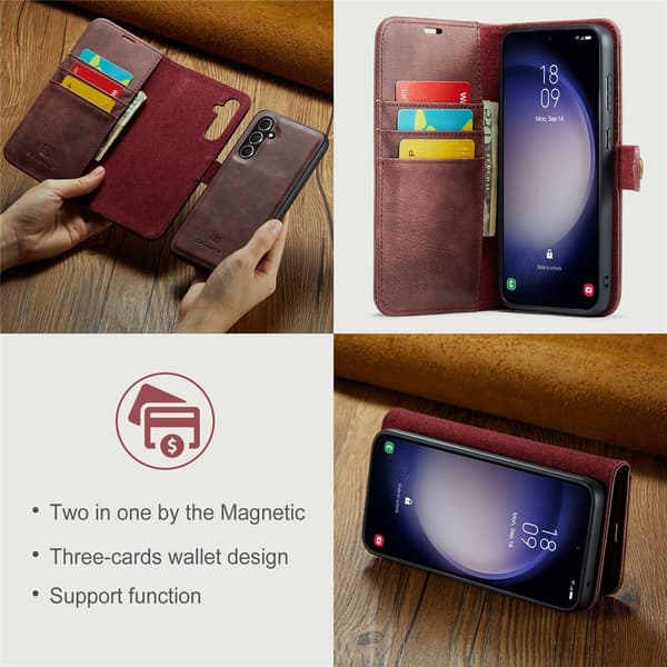 DG.MING 2-in-1 Magnet Wallet Samsung Galaxy S26 Plus Red